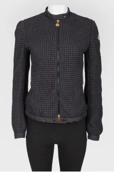 Black quilted bomber
