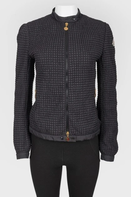 Black quilted bomber