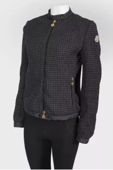 Black quilted bomber