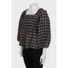 Brown checkered blouse with tag