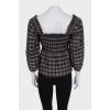 Brown checkered blouse with tag