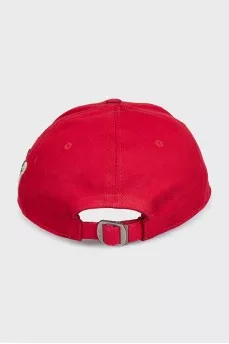 Men's red cap with embroidery