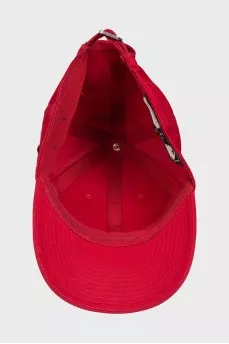 Men's red cap with embroidery