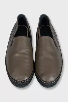 Espadrilles made of leather with braiding