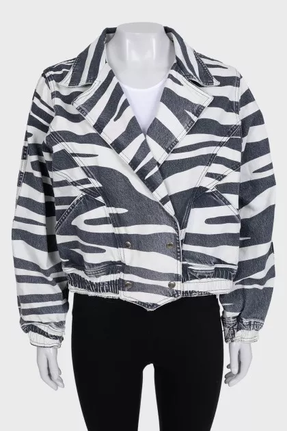 Animal print denim jacket