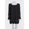 Black pleated dress with long sleeves