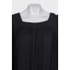 Black pleated dress with long sleeves