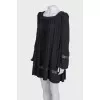 Black pleated dress with long sleeves