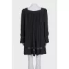 Black pleated dress with long sleeves
