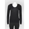 Black wool longsleeve with shoulder bow