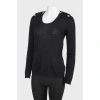 Black wool longsleeve with shoulder bow