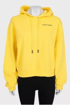 Yellow hoodie with branded embroidery