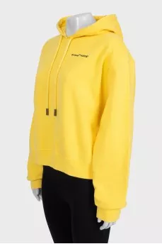Yellow hoodie with branded embroidery
