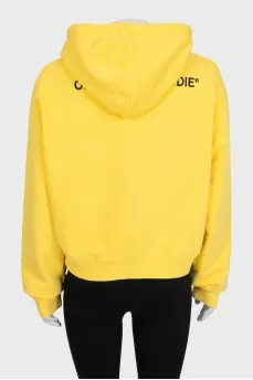 Yellow hoodie with branded embroidery