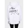 White hoodie with a printed hood