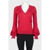 Crimson Wool Puff Sleeve Longsleeve