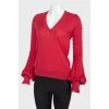 Crimson Wool Puff Sleeve Longsleeve