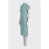 Light blue straight-cut dress with a high collar