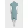 Light blue straight-cut dress with a high collar