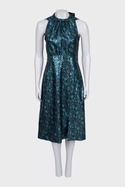 Blue shiny printed dress