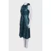 Blue shiny printed dress