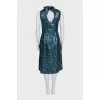 Blue shiny printed dress