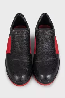 Men's leather sneakers with red inserts