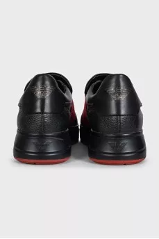 Men's leather sneakers with red inserts