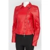 Red leather jacket with silver fittings