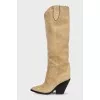 Green suede boots