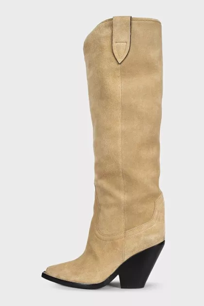 Green suede boots