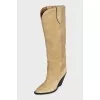 Green suede boots