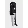 Black mini dress with draped train
