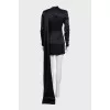 Black mini dress with draped train