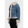 Blue denim jacket insulated with fur