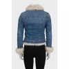 Blue denim jacket insulated with fur