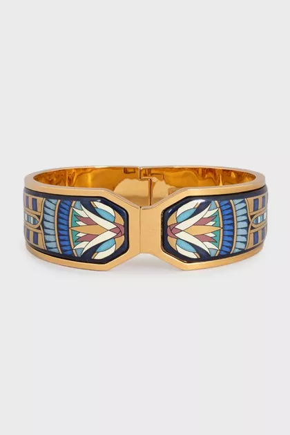 Rigid gold bracelet with enamel