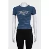 Blue T-shirt with a branded print