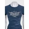 Blue T-shirt with a branded print