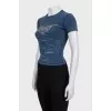 Blue T-shirt with a branded print