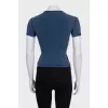 Blue T-shirt with a branded print