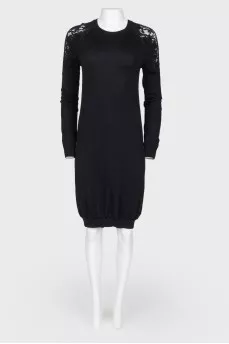 Black dress with lace on the sleeves