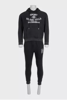 Men's black printed tracksuit
