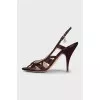 Purple textile heeled sandals