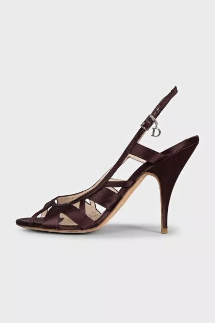 Purple textile heeled sandals