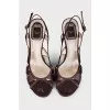 Purple textile heeled sandals