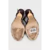Purple textile heeled sandals