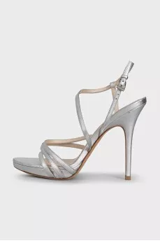 Silver leather sandals