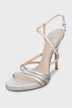 Silver leather sandals
