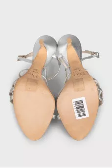 Silver leather sandals